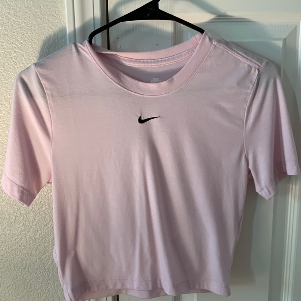 Womens The Nike Tee Light Pink Slim Fit Mini Black Swoosh size S
